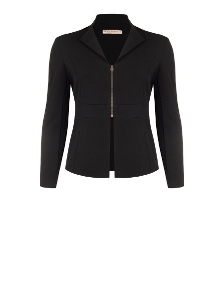Blazer Curvy Entalhado em Scuba Crepe com Fecho de Correr e Logótipo Rr Rinascimento Curvy