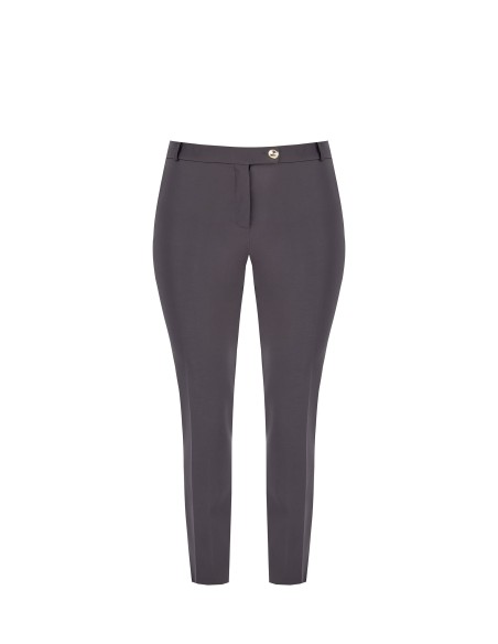 Calças cigarrete cropped em tecido bi-stretch com elástico atrás Rinascimento Curvy