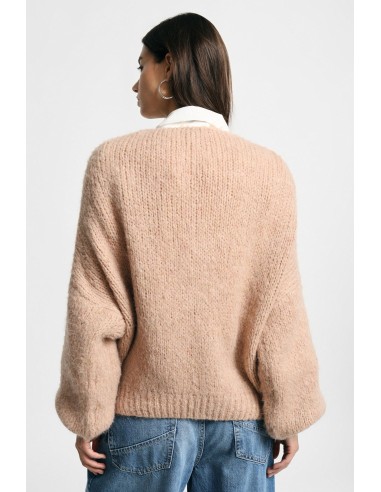 Cardigan trançado com nó frontal e mangas amplas Por favor