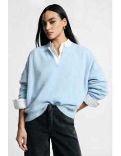 Camisola oversize com decote em V e fenda Please 2