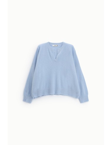 Camisola oversize com decote em V e fenda Please