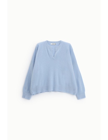 Camisola oversize com decote em V e fenda Please