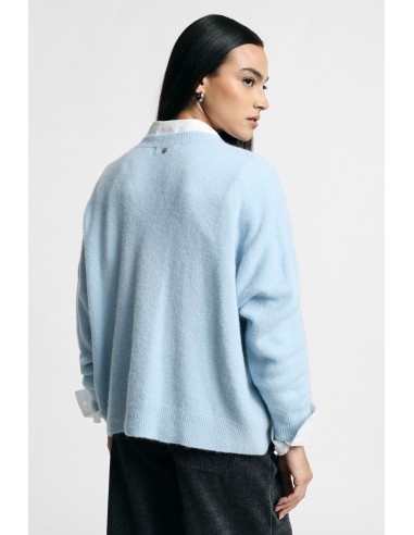 Camisola oversize com decote em V e fenda Please