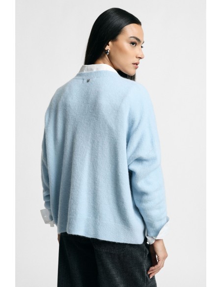 Camisola oversize com decote em V e fenda Please