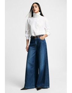 Jeans boca de sino extra-large com cinco bolsos Please