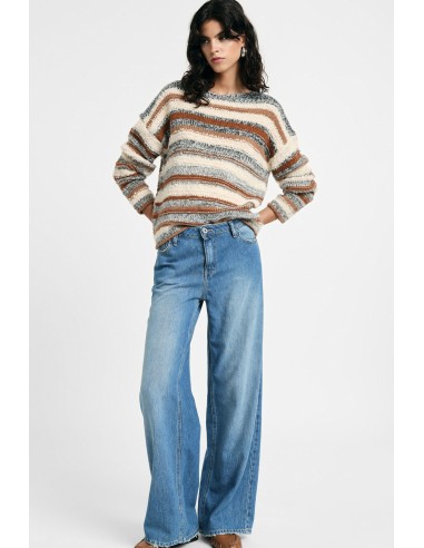 Jeans de perna larga com barra desfiada Please