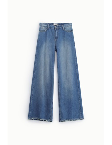 Jeans de perna larga com bainha desfiada Please