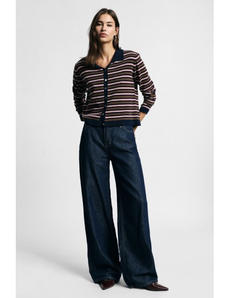 Jeans De Perna Larga Com Costuras Em Contraste Please