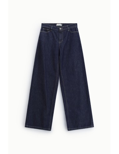 Calças de Ganga de Perna Larga com Costuras em Contraste Please