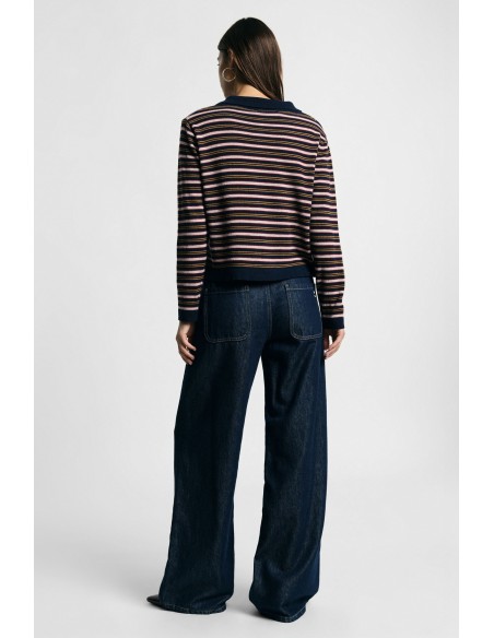 Jeans de Perna Larga com Costuras Contrastantes Please