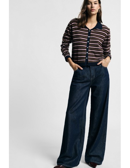 Jeans de perna larga com costuras em contraste Please