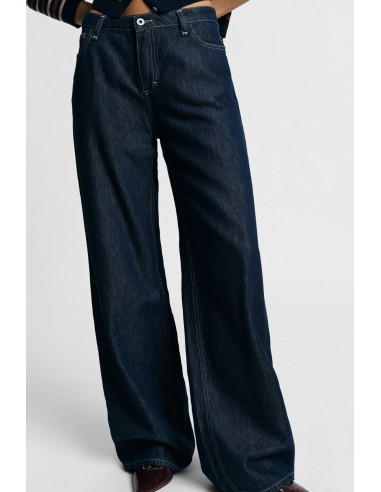 Jeans de perna larga com costuras em contraste Please