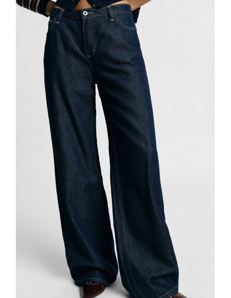 Jeans de perna larga com costuras em contraste Please