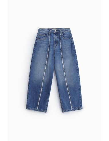 Jeans de perna larga com costuras em contraste Please