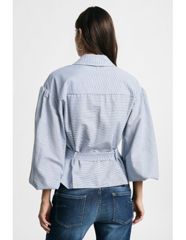 Camisa Às Riscas Com Mangas Largas E Cinto