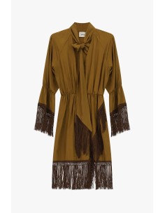 Vestido curto com mangas com folhos e franjas Dixie 2
