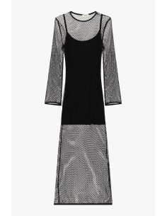 Vestido longo em rede com mangas compridas e sottoveste Dixie 2