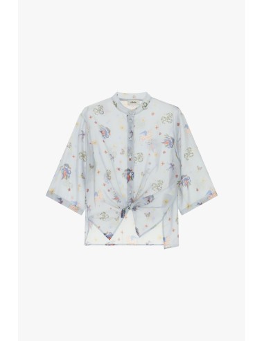 Camisa estampada com nó e mangas amplas Dixie