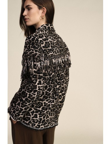 Blazer com estampa animal e franjas decorativas Dixie