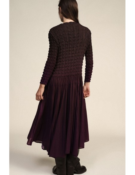Vestido Longo com Corpete Trabalhado e Saia Plissada Dixie