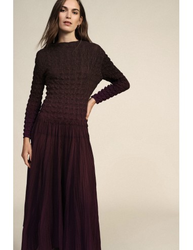 Vestido longo com corpete trabalhado e saia plissada Dixie