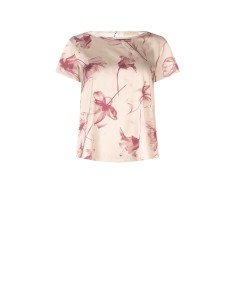 Blusa Ampla e Fluida em Cetim com Flores Grandes Rinascimento