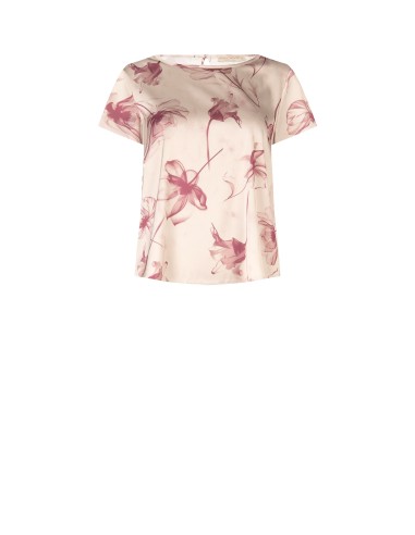 Blusa Ampla e Fluida em Cetim com Flores Grandes Rinascimento