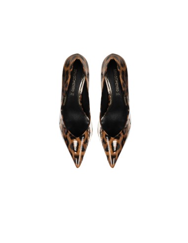 Décolleté stiletto estampado brilhante com salto baixo em metal Rinascimento