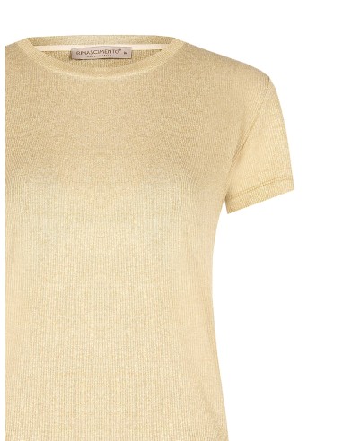 T-shirt acinturada canelada em lurex Rinascimento