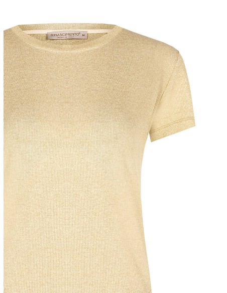 T-shirt acinturada canelada em lurex Rinascimento