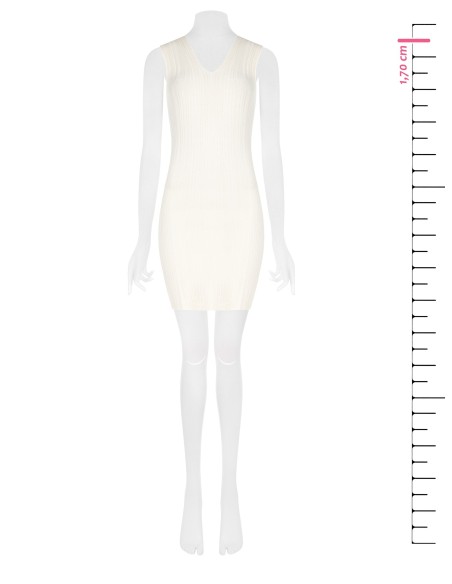 Vestido Justo em Malha Leve Plissada com Efeito Canelado e Duplo Decote em V Rinascimento