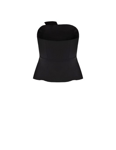 Top Curvy Peplum em Scuba Crepe com Lapela em Cetim Rinascimento Curvy