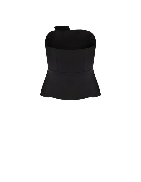 Top Curvy Peplum em Scuba Crepe com Lapela em Cetim Rinascimento Curvy