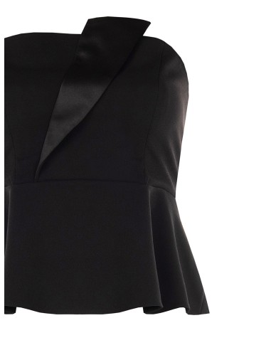 Top Curvy Peplum em Scuba Crepe com Lapela em Cetim Rinascimento Curvy