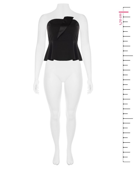 Top Curvy péplum em scuba crepe com lapela em cetim Rinascimento Curvy