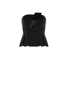 Top Curvy peplum em scuba crepe com lapela em cetim Rinascimento Curvy