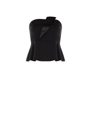 Top Curvy peplum em scuba crepe com lapela em cetim Rinascimento Curvy