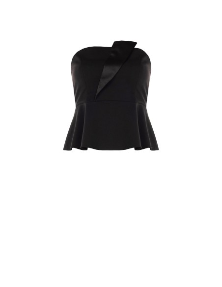 Top Curvy peplum em scuba crepe com lapela em cetim Rinascimento Curvy