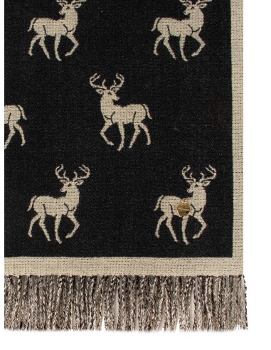 Cachecol Jacquard com Motivo de Veados e Franjas Rinascimento