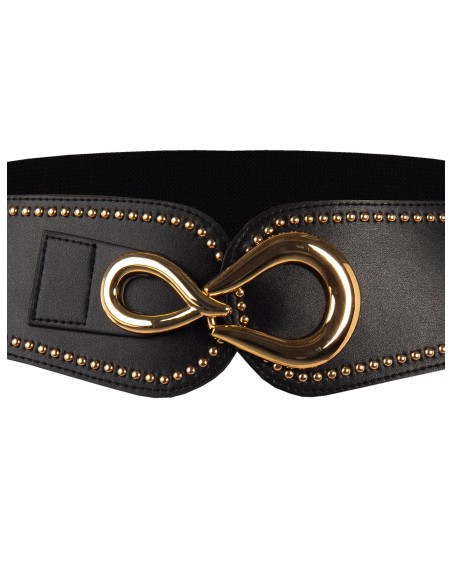Cintura Bustier em Pele Sintética com Elástico e Tachas Rinascimento
