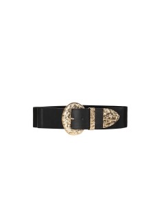 Cinto em pele sintética com elástico atrás e maxi fivela Rinascimento