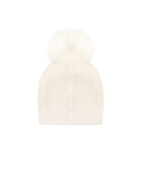Gorro em mistura de viscose e angorá com decoração em lurex e pompom em pêlo sintético Rinascimento