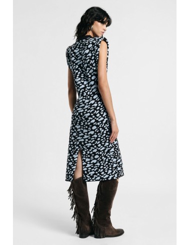 Vestido midi sem mangas estampado abstrato Please