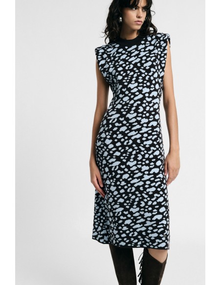 Vestido midi sem mangas com estampa abstrata Please