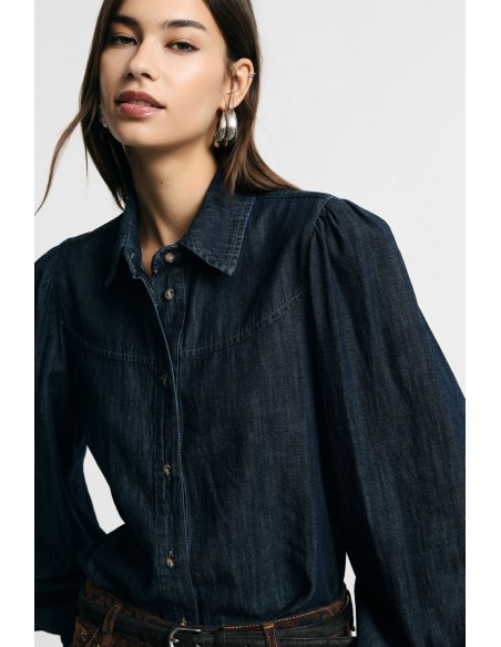 Camisa com gola clássica e mangas compridas e amplas Please