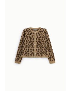 Cardigan curto com estampa malhada e botões Please 2