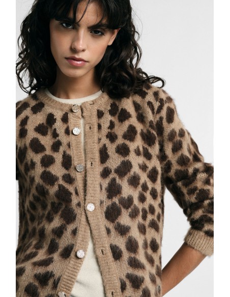 Cardigan Curto com Estampa Malhada e Botões Please