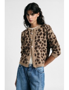 Cardigan curto com estampa malhada e botões Please