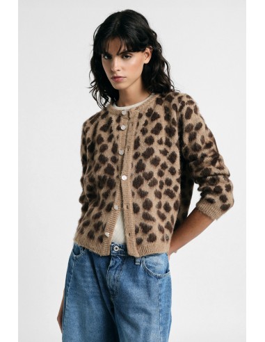 Cardigan curto com estampa malhada e botões Please