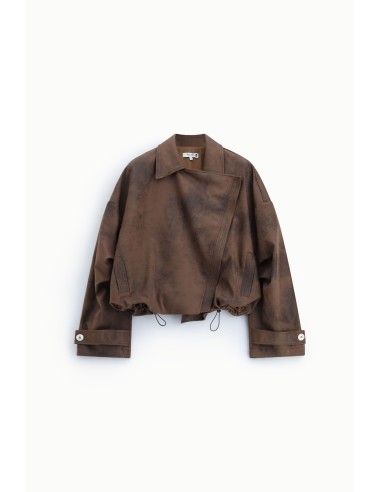 Casaco estilo biker com fecho de correr e cordão Please